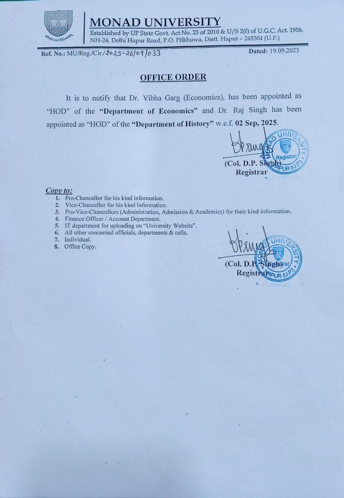 History and Economics Hod Circular 033